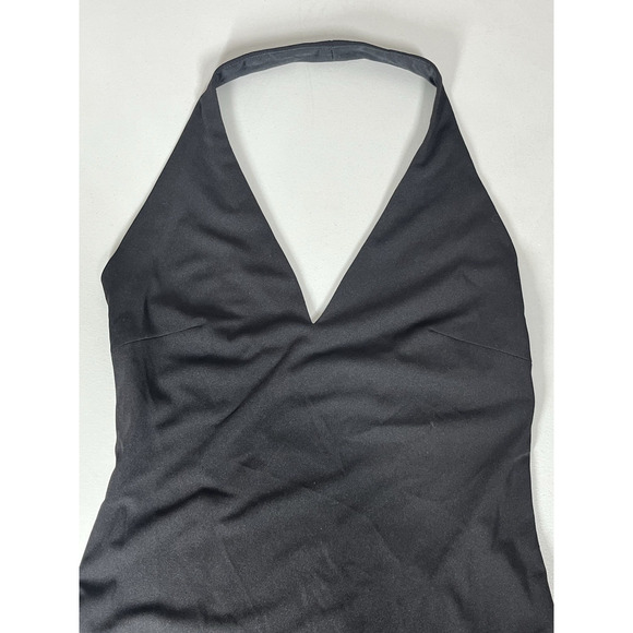 Vintage David Meister Cocktail Dress 8 Black Halter Sheath Ruffle Evening USA - Picture 3 of 10